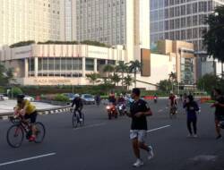 Suasana Bundaran HI Jakarta Pusat di Hari Kedua Lebaran