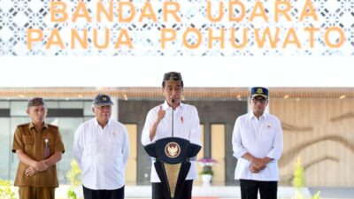 Presiden Jokowi meresmikan Bandara Panua Pohuwato, di Kabupaten Pohuwato, Gorontalo, Senin, 22 April 2024. (Foto: BPMI Setpres)
