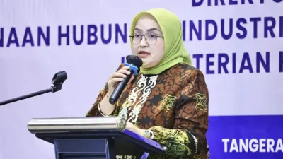 Dirjen Pembinaan Hubungan Industrial dan Jaminan Sosial Tenaga Kerja Kementerian Ketenagakerjaan (Kemnaker) Indah Anggoro Putri