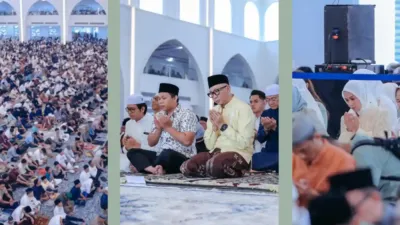 Ribuan warga Lampung mengikuti shalat Ied bersama Gubernur Rahmat Mirzani Djausal