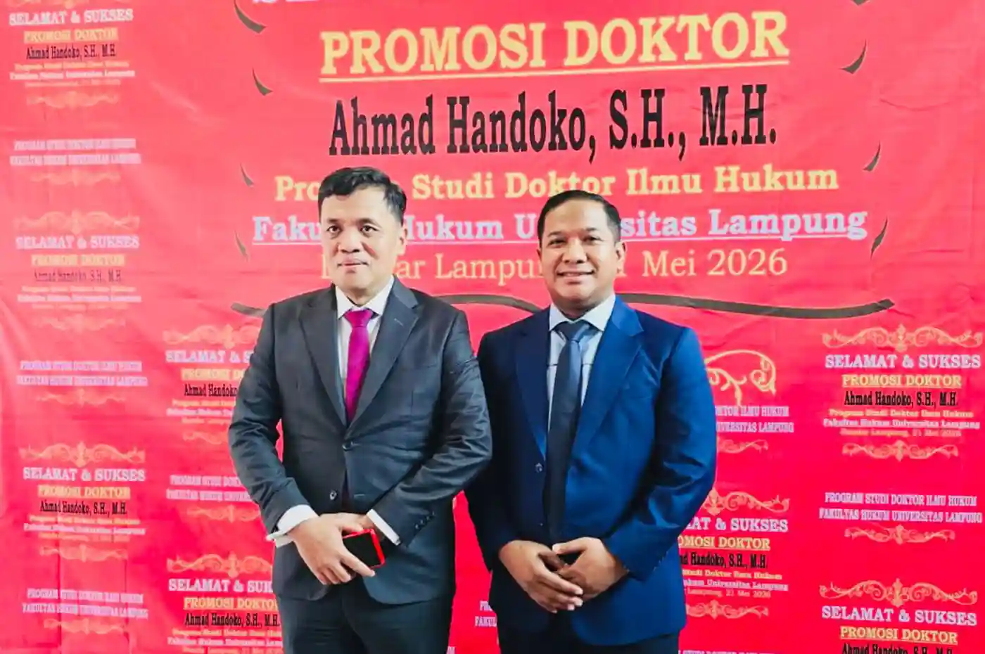 ahmad handoko resmi meraih gelar doktor ilmu hukum ke-52 di fakultas hukum universitas lampung